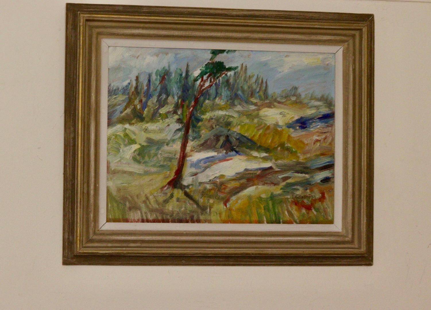 Framed oil on panel "Landscape", Sweden mid 20th century