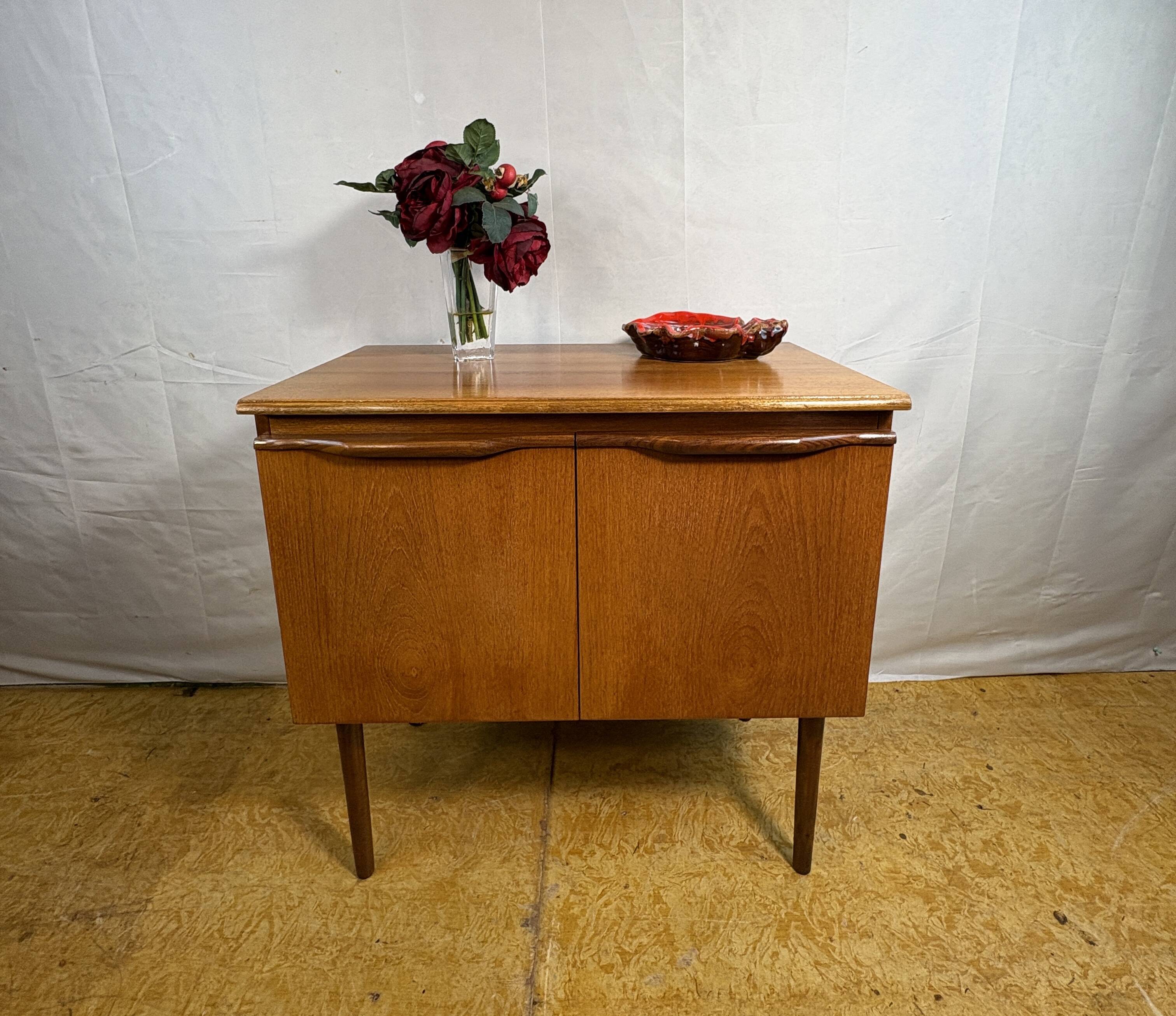 Mid-Century Retro Vintage Teak Record Cabinet 1960  Organically Formed Hand