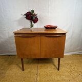 Mid-Century Retro Vintage Teak Record Cabinet 1960  Organically Formed Hand