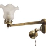 Vintage Brass and Molded Frosted Glass Articulated Wall Sconce - Style A