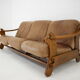 1970s Brutalist Dutch Oak and Leather 3 Seater Sofa
