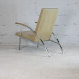 Tubular steel armchair and "cream" leather, France, circa 1970