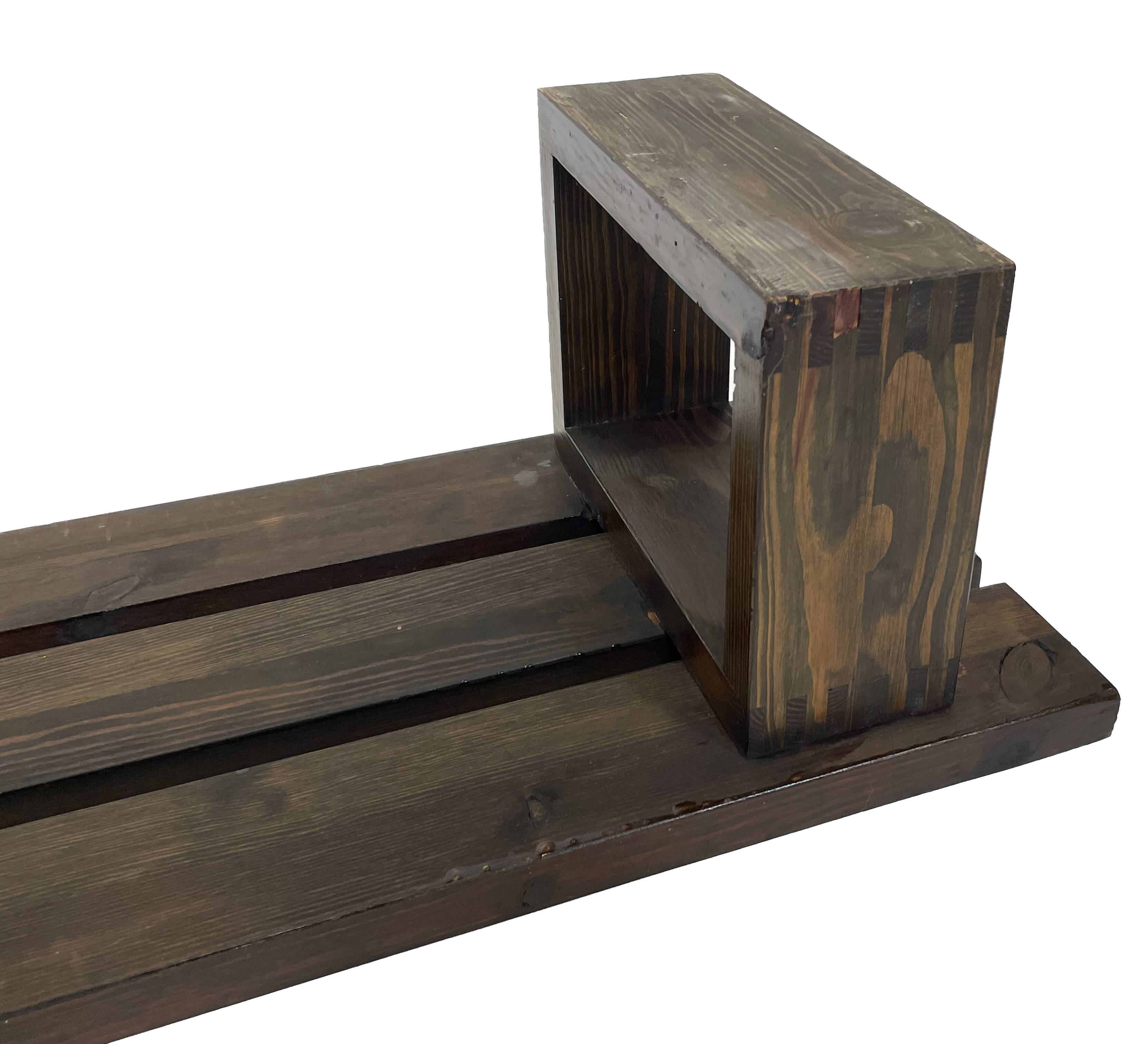 Minimalist vintage sofa design in wengé wood solid slatted bench