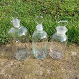 Set of 3 retro glass bottles