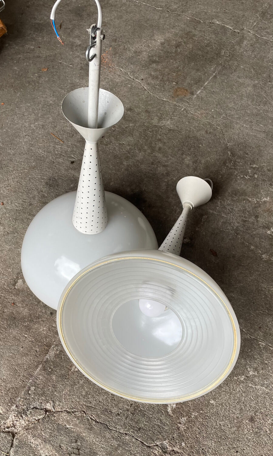 pair of pendants by Mathieu Matégot for Holophane