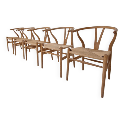 Chaises Wishbone CH24 de Hans J. Wegner par Carl Hansen & Søn, Danemark, Ensemble de 5