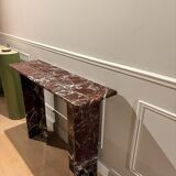 designer console in red rosso levanto marble