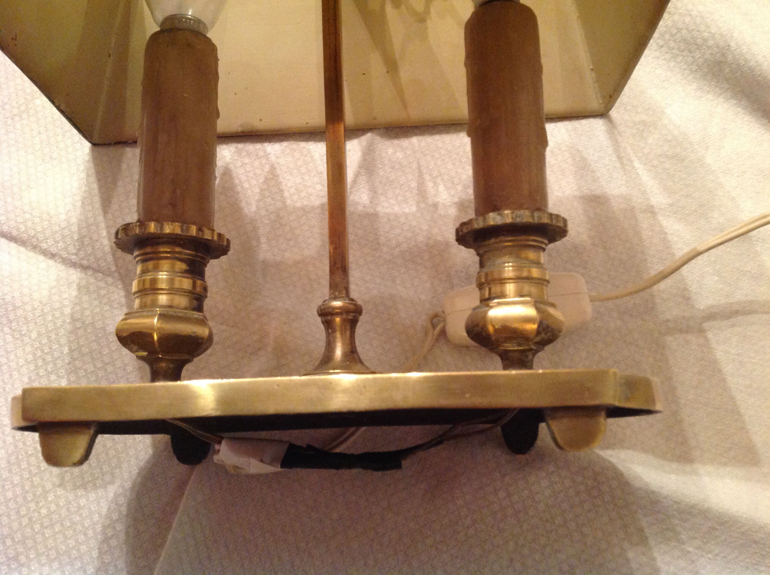 Antique bronze hot water bottle lamp, early 20th century