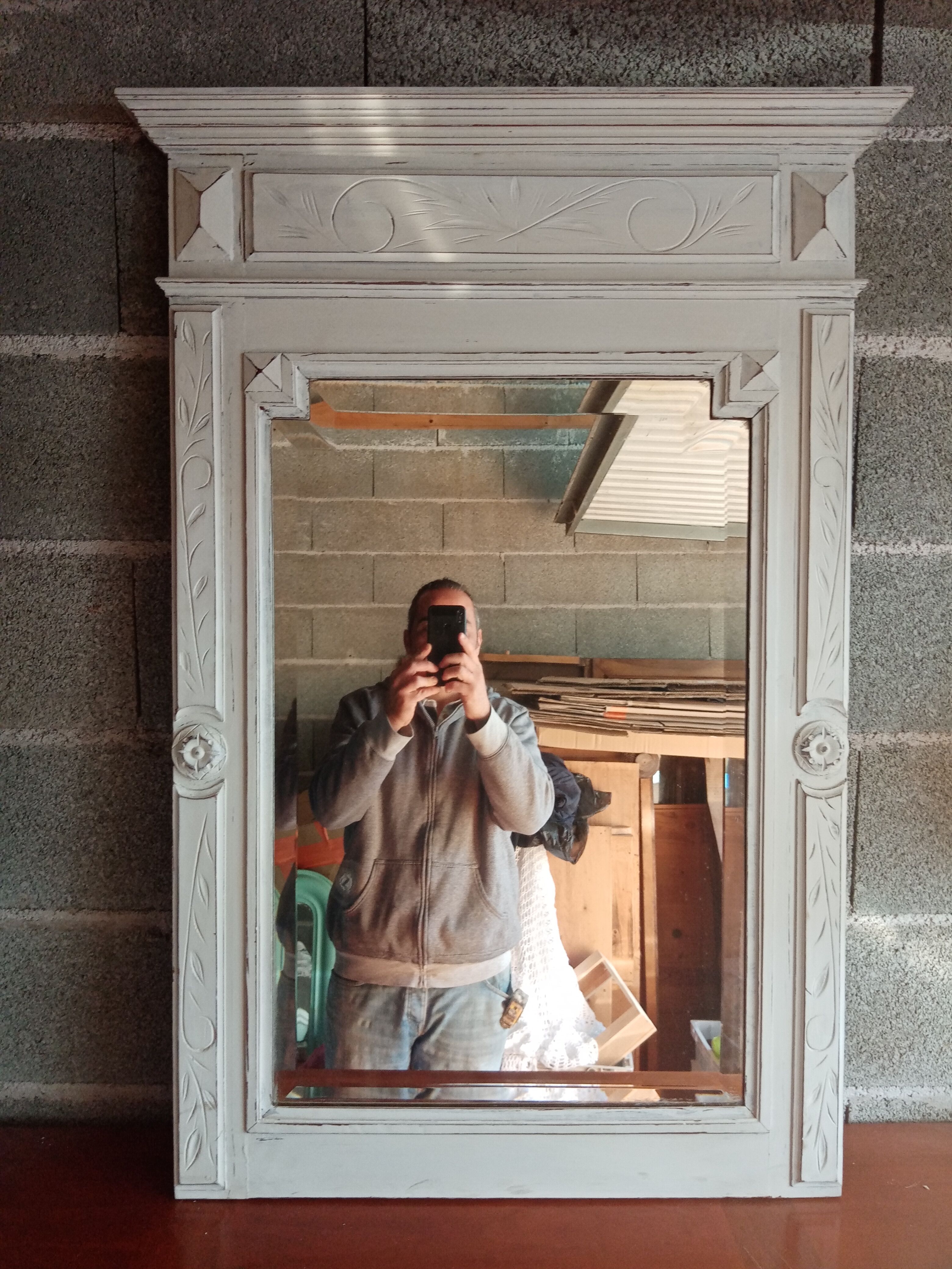Old beveled trumeau mirror 105x73cm