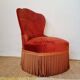 Red velvet toad armchair with fringes