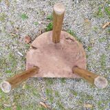 Tripod stool in raw wood