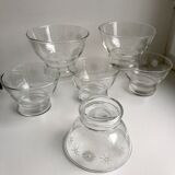 Set of 6 champagne glasses engraved 60s