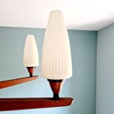 Large Scandinavian teak chandelier, Uno & Östen Kristiansson, 1960