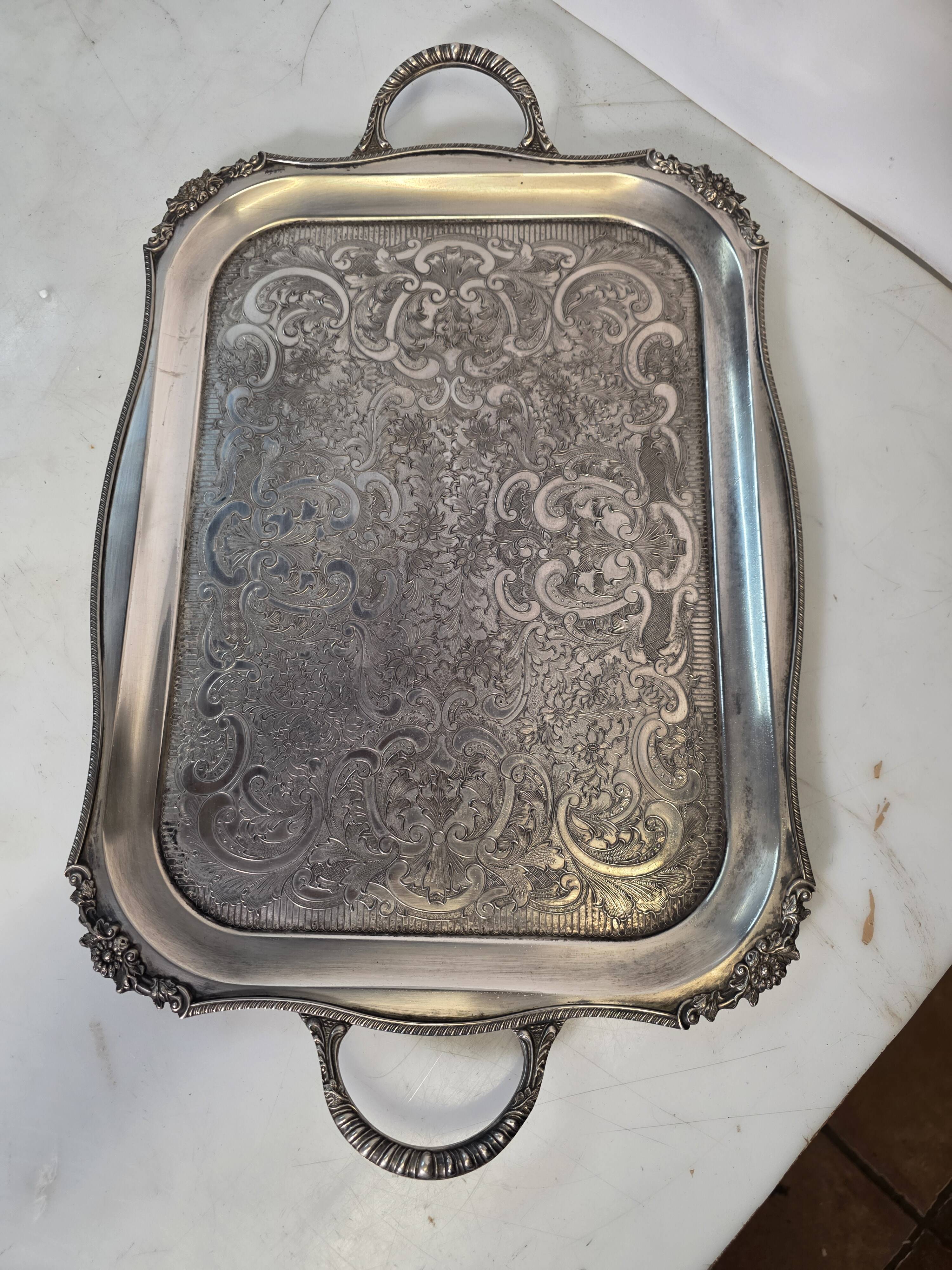 Large silver-plated serving tray Alpha Plate Viners of Sheffield