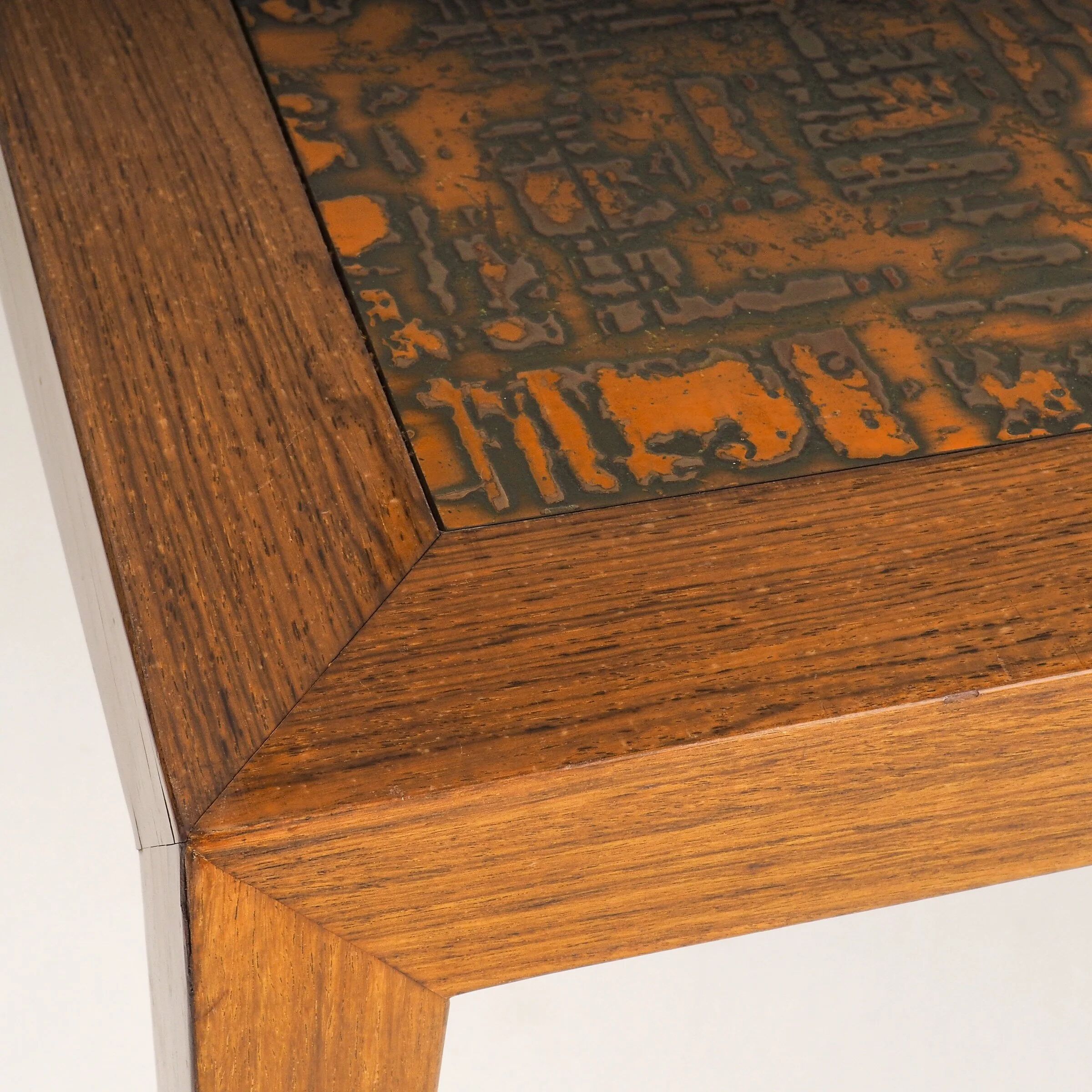 Table basse en teck et cuivre de style mid-century moderne par Severin Hansen
