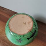 Vintage enamelled vase hand painted fish pattern