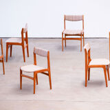 Set of 6 Scandinavian chairs vintage solid teak and wool 1960