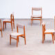 Set of 6 Scandinavian chairs vintage solid teak and wool 1960