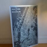 Map of New York & Brooklyn, silkscreen print on metal plate, 70 x 49 cm