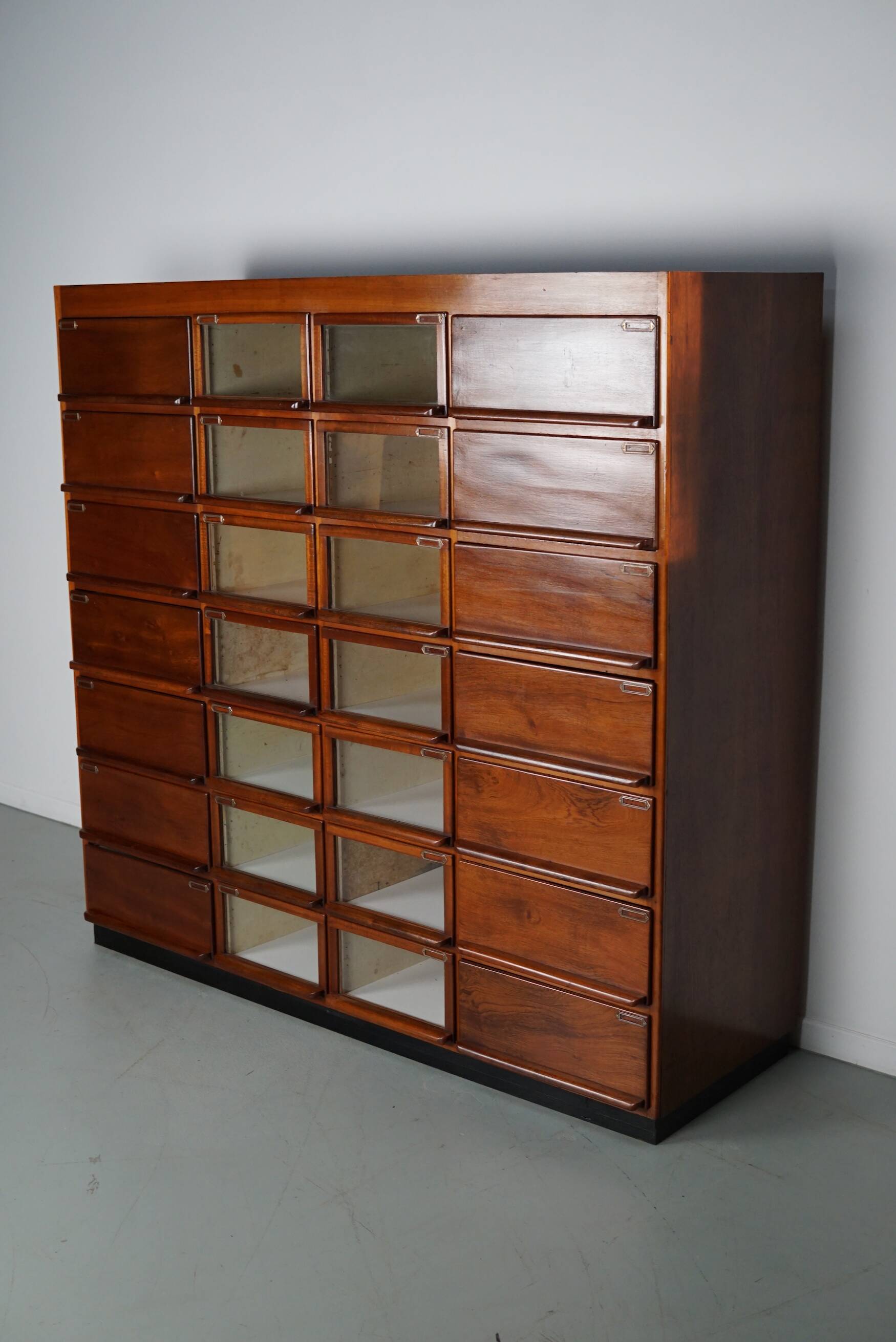 Vintage dutch hardwood haberdashery shop cabinet, 1930s