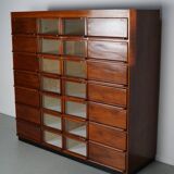 Vintage dutch hardwood haberdashery shop cabinet, 1930s