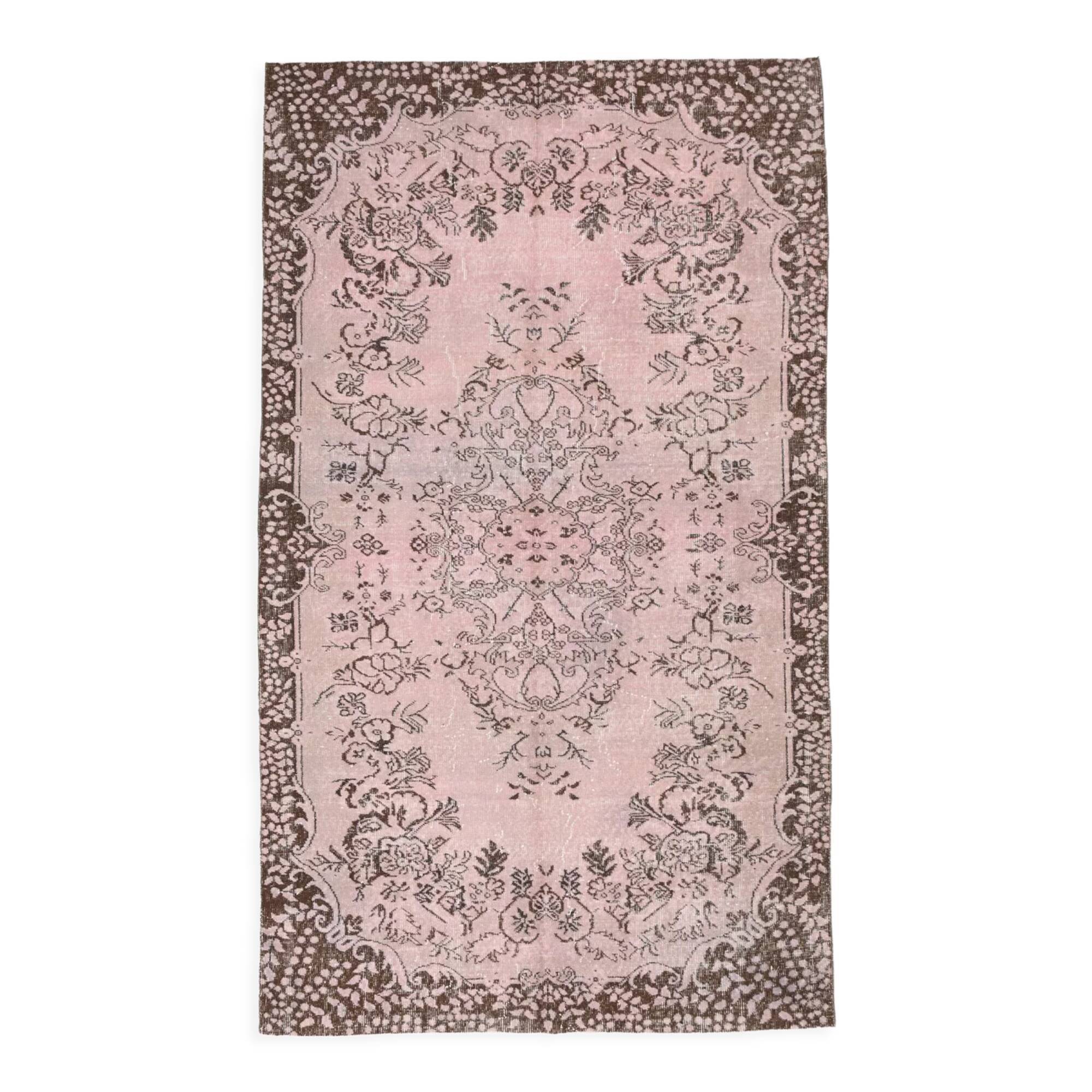 5x9 Light Pink Handmade Wool Turkish Rug 266x157Cm