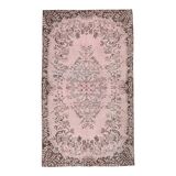 5x9 Light Pink Handmade Wool Turkish Rug 266x157Cm