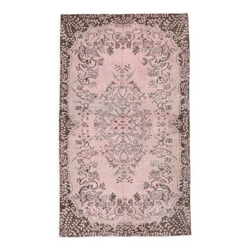 5x9 Light Pink Handmade Wool Turkish Rug 266x157Cm