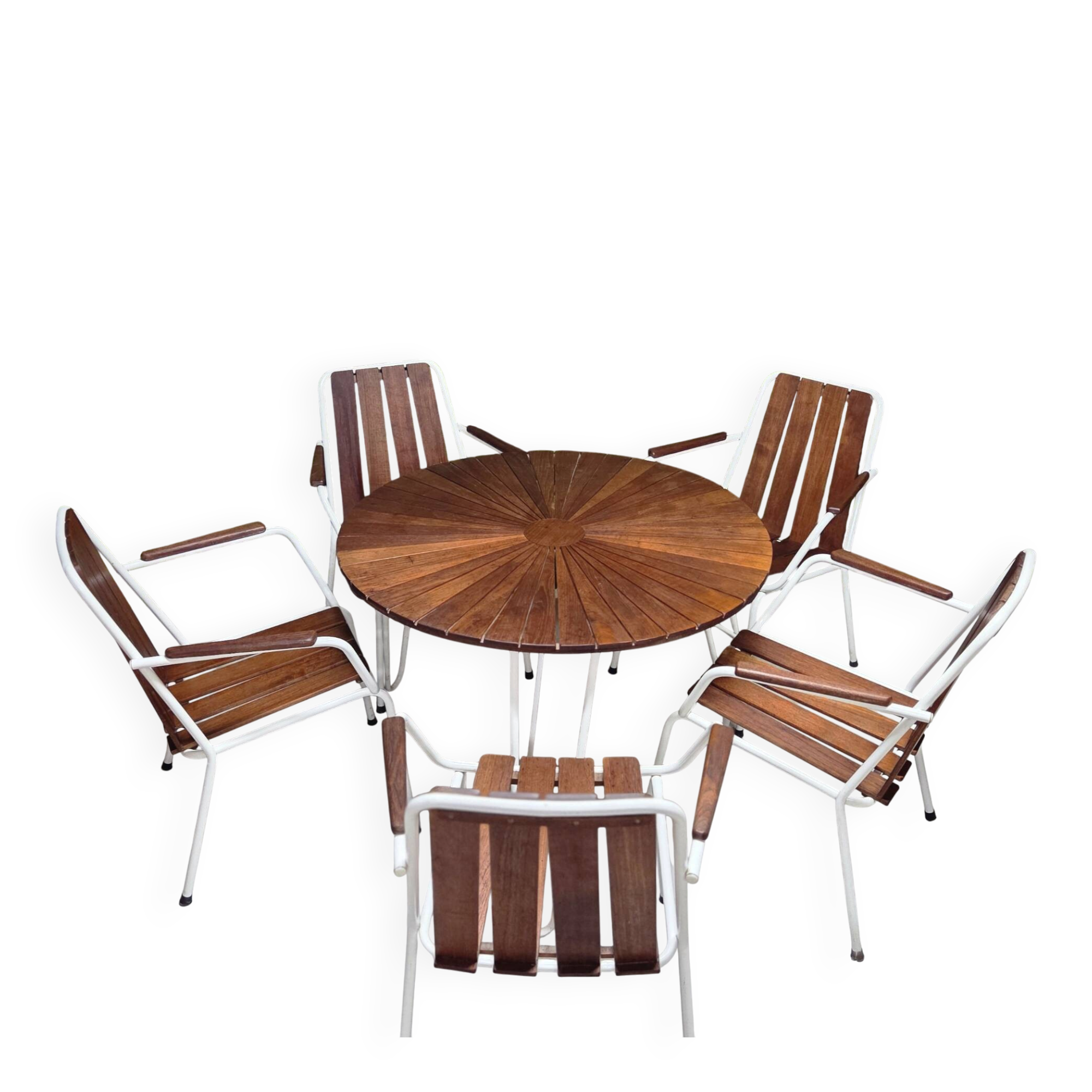 Salon de jardin vintage scandinave Daneline Teck Danemark 1960"
