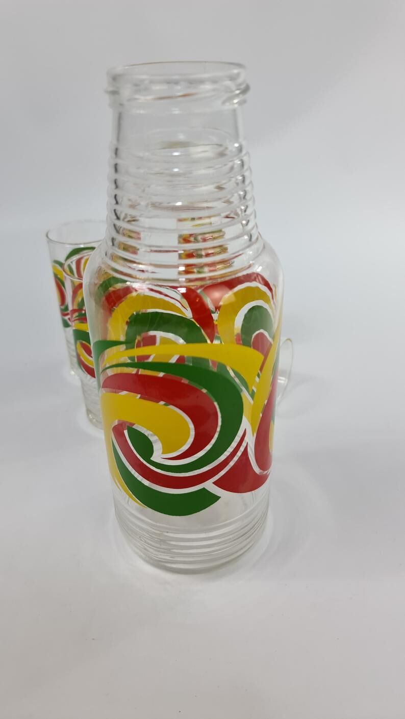 Carafe and vintage glasses from the 70s