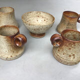 Pyrite stoneware cups and bowl from La Borne