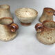Pyrite stoneware cups and bowl from La Borne