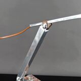 Large Desk Lamp, Chrome, Aluminum and Marble, Modernist Art Deco