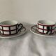Pair of porcelain cups and cups Béarn HBCM Montereau