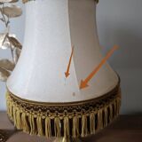 Chic retro lamp with a bronze pagoda fringe shade, 1950.