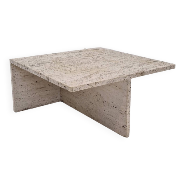 Table Basse Carrée en Travertin par Up & Up Italy, 1970s