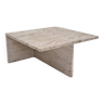 Square Travertine Coffee Table by Up & Up Italy, 1970s