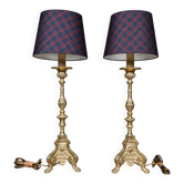 Paire de lampes Renaissance. Bronze doré.