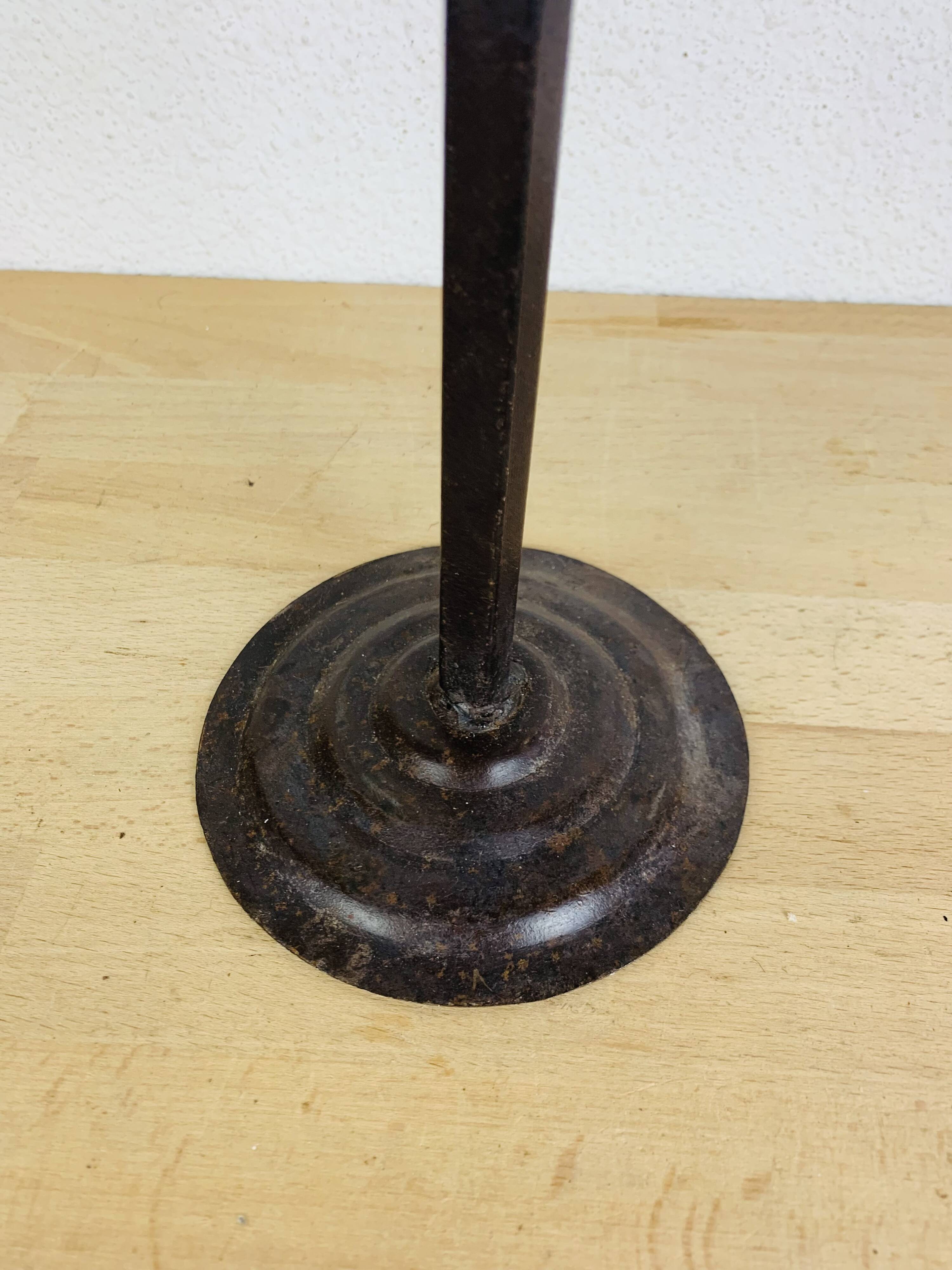 Brutalist wrought iron candle holder with birds