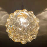 Vintage Limburg pendant lamp, Bubble Glass & Brass, 60s