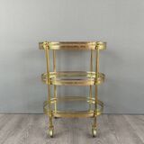 Table, Rolling Bar, Gilded Brass Serving Trolley, 1960s, 20th Century