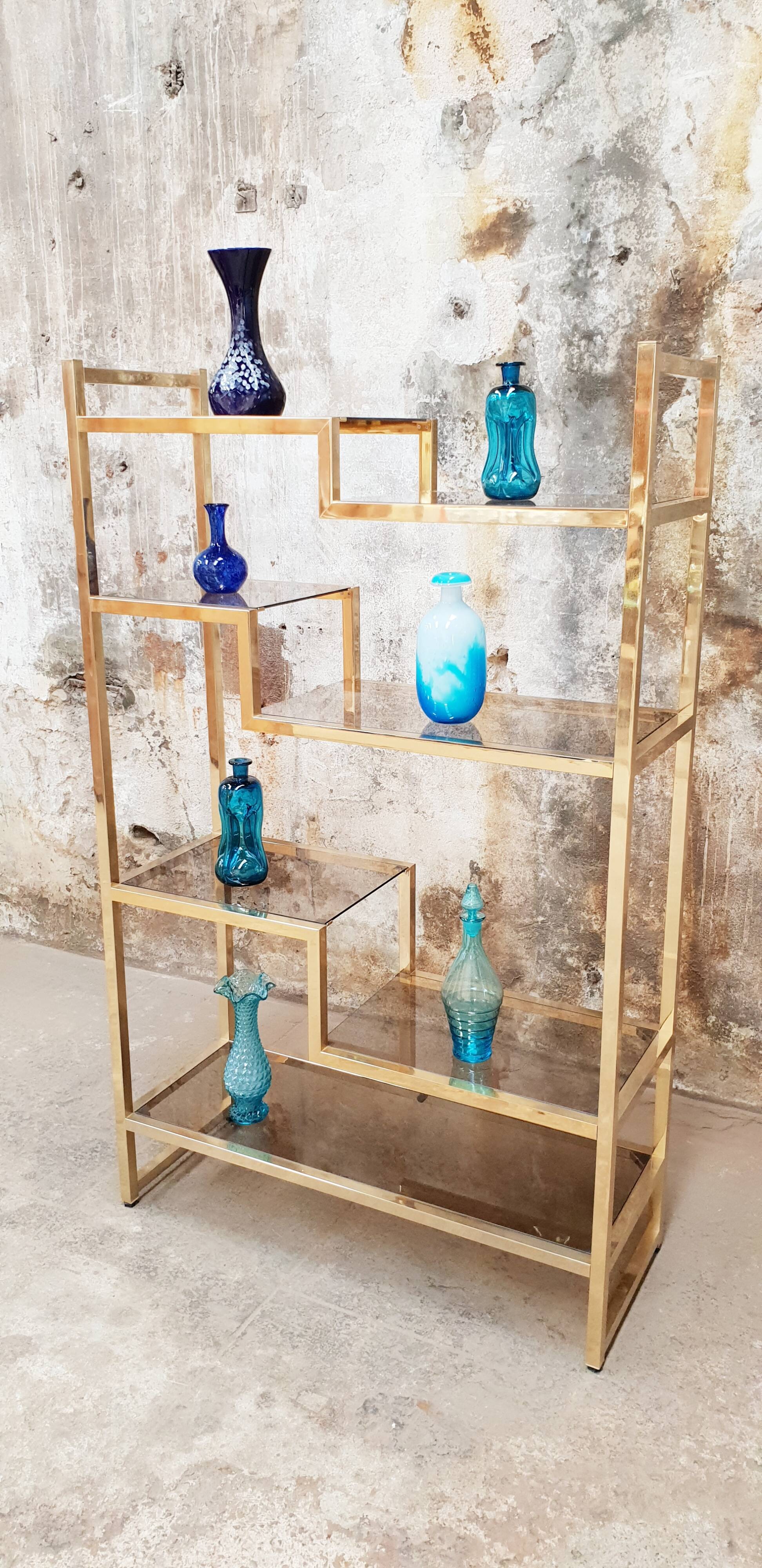 Vintage glazed brass shelf