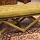 Mid-20th-designed green velvet bench