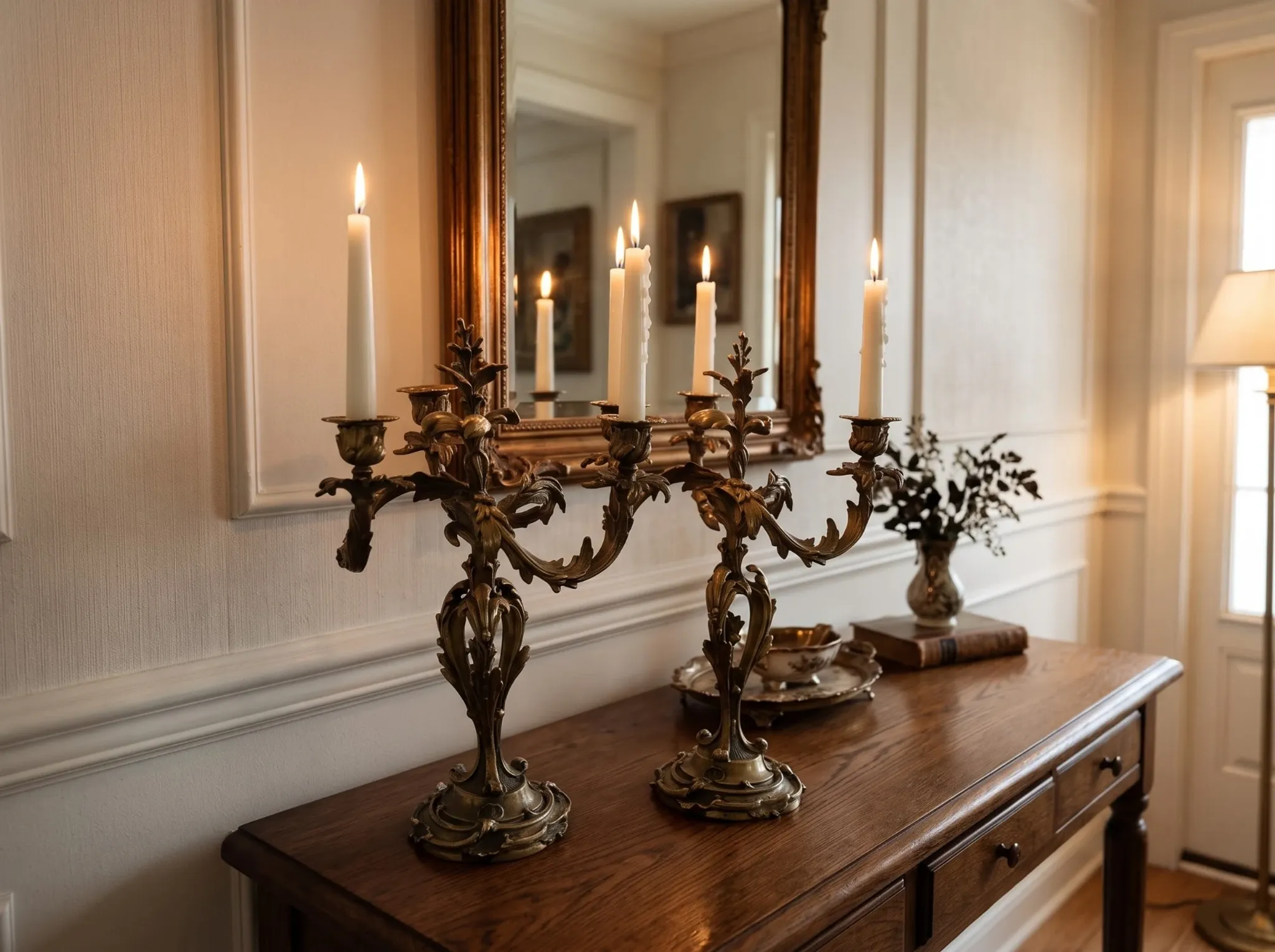 Pair of Louis XV style bronze candlesticks from the 19th century.