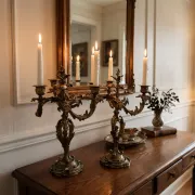 Pair of Louis XV style bronze candlesticks from the 19th century.
