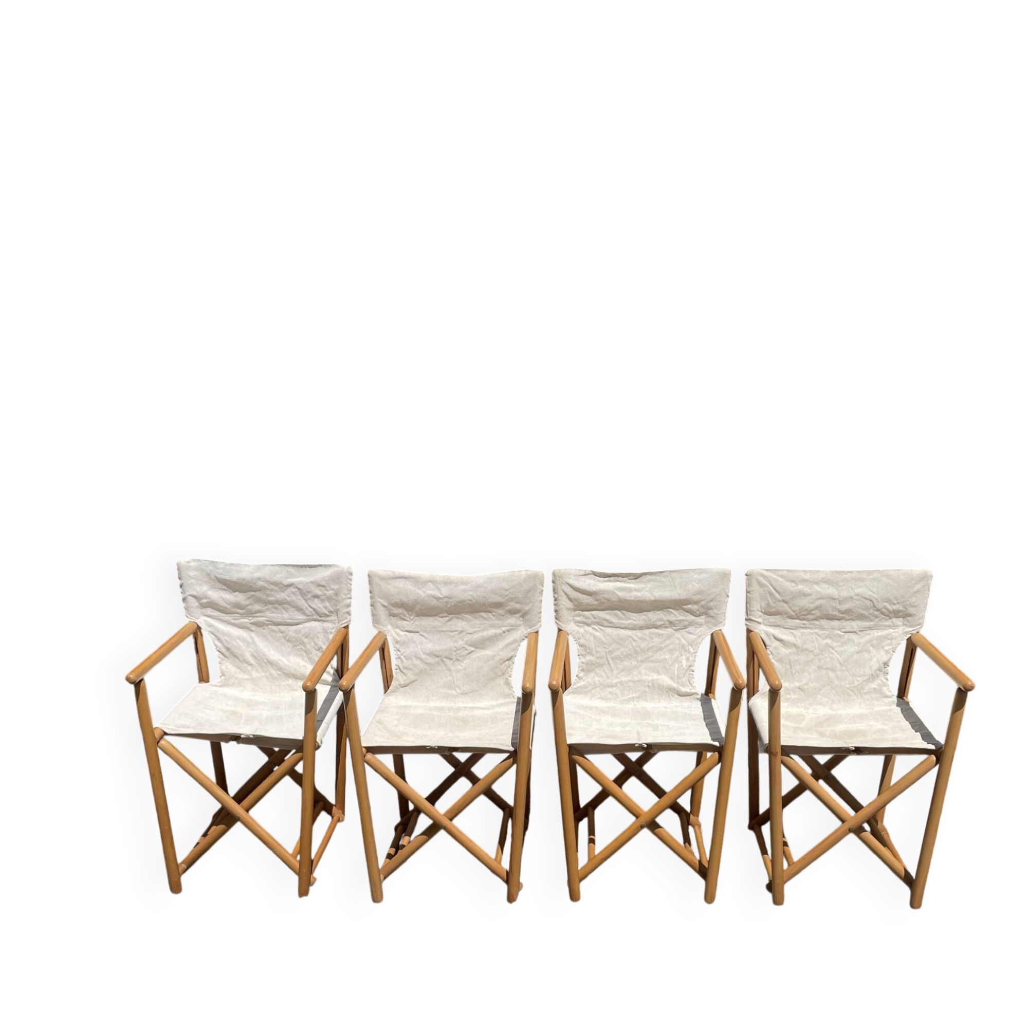 4 mid-century safari folding chairs