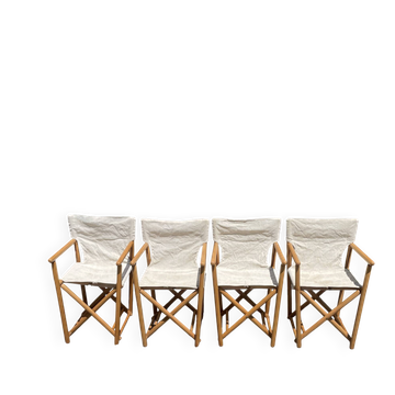 4 mid-century safari folding chairs