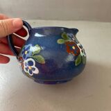 Pichet bleu et fleurs prop art jean garillon soufflenheim alsace