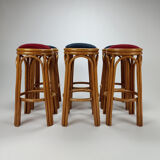 Set of 6 vintage bamboo barstools, 1960s