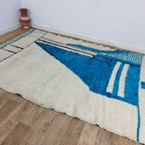 Handmade blue artisanal Moroccan Berber rug 310 X 215 CM
